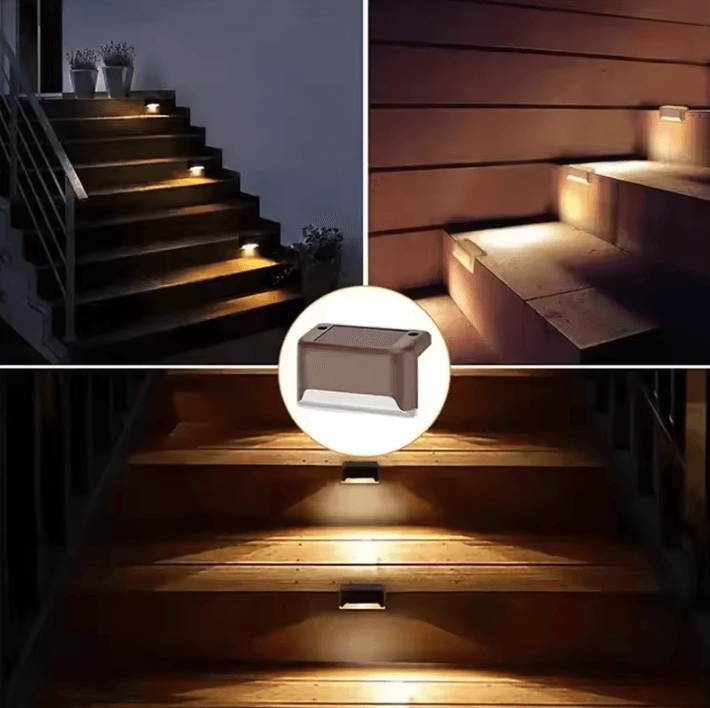 Waterproof Solar LED Step Lights for Stairs Deck and Garden