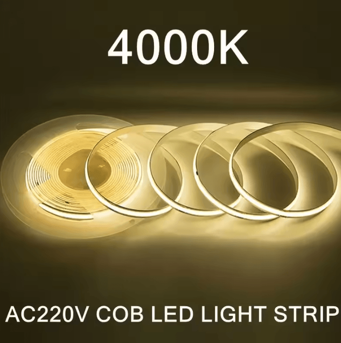 1M 5M 220V COB LED Strip Light High Bright Warm Whites