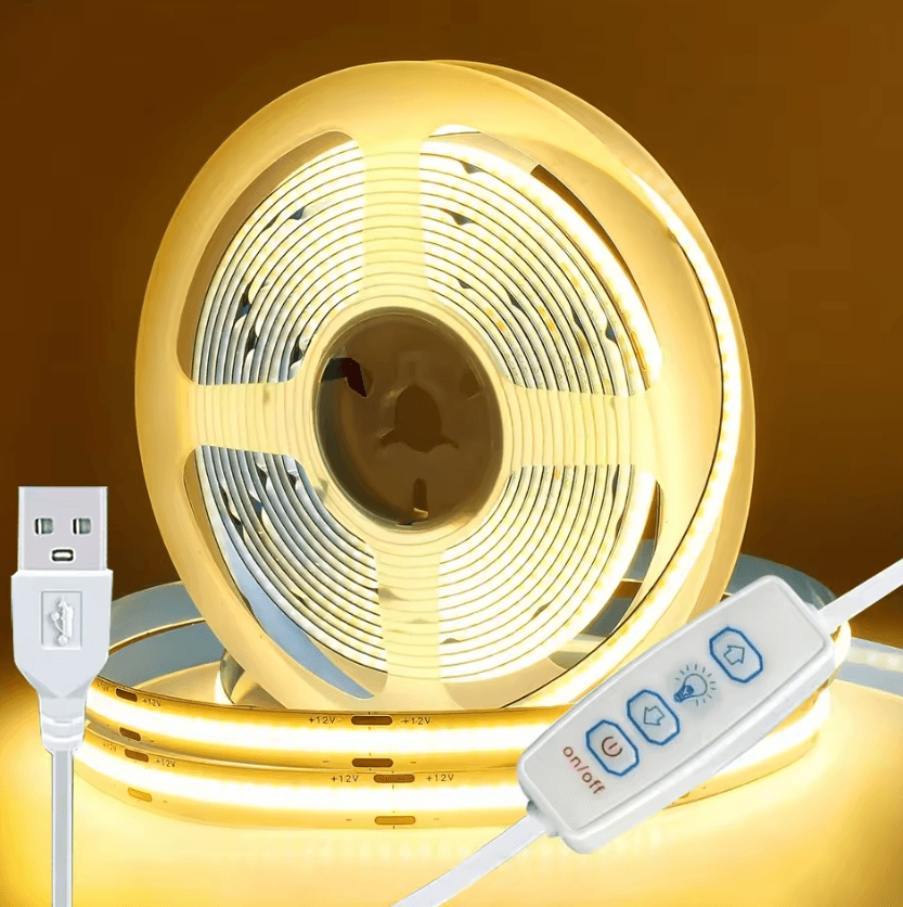 5V USB COB LED Strip Lights with 3 Key Dimmer