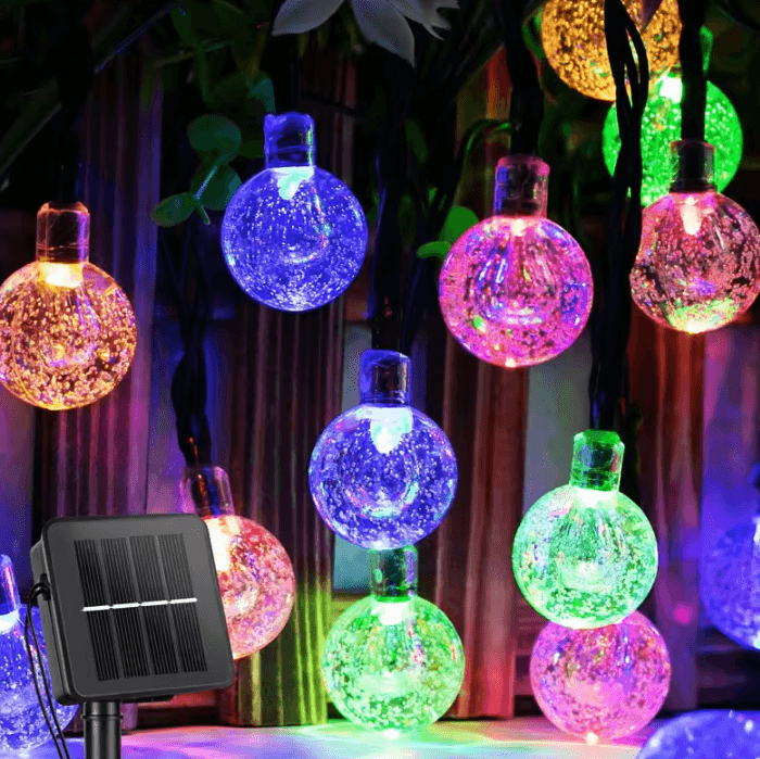 Solar Crystal Bubble Ball String Lights for Outdoor Garden Decor