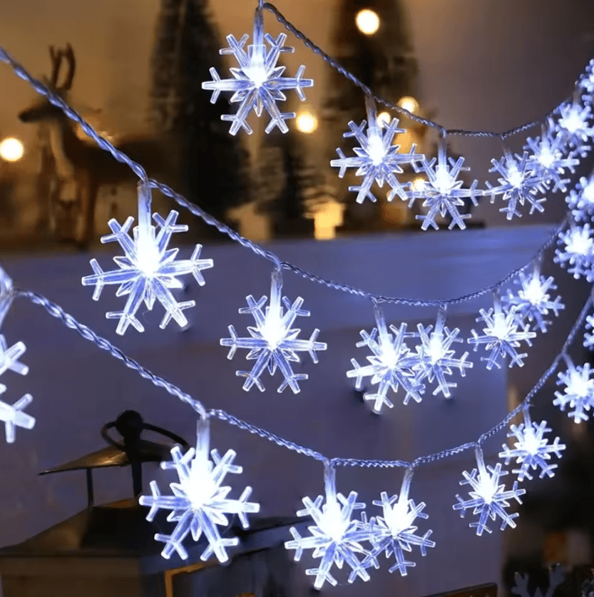 LED Snowflake String Lights for Christmas Indoor Outdoor Decor