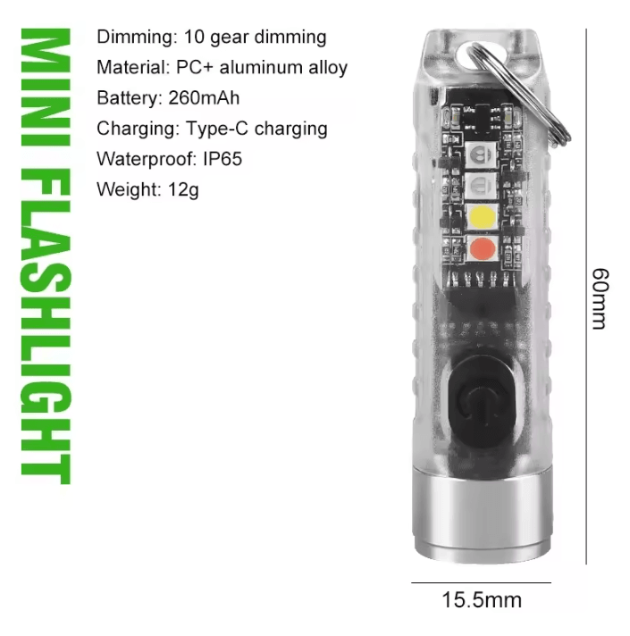 Rechargeable Mini EDC LED Keychain Flashlight with UV and Magnetic Base