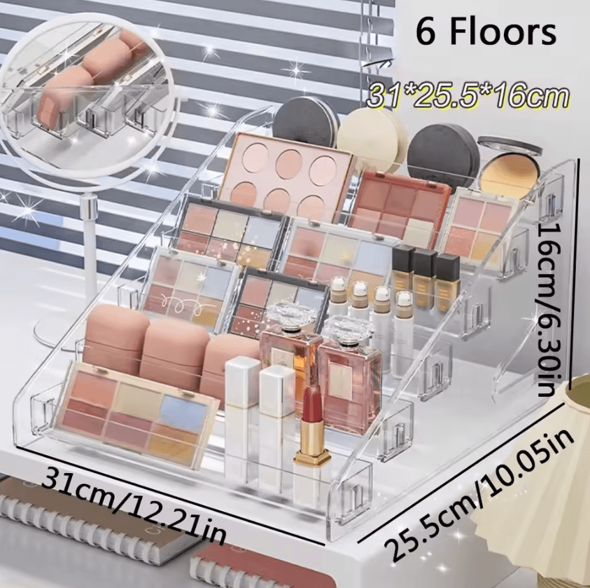 3 to 7 Tier Clear Acrylic Nail Polish and Cosmetic Display Rack