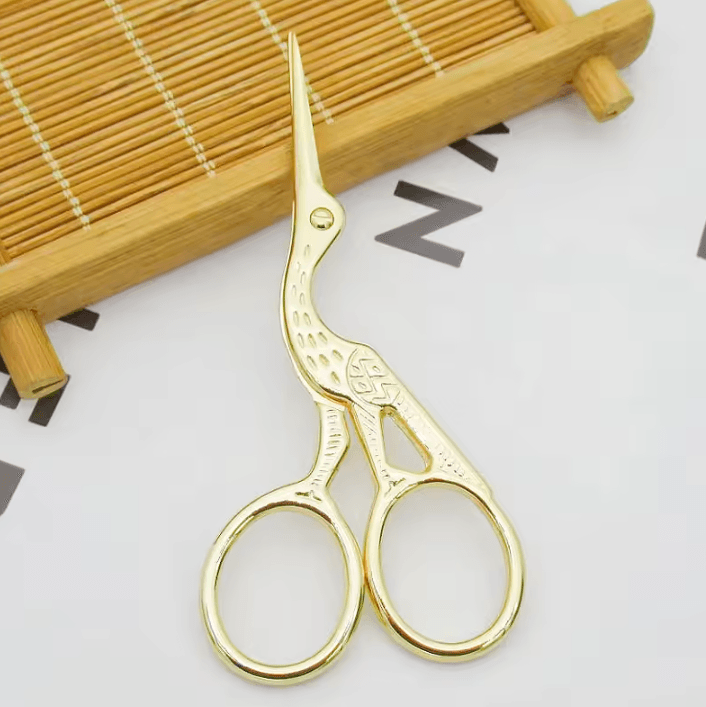 Vintage Crane Shaped Stainless Steel Embroidery Scissors