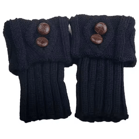 CozyDiamond Women's Knitted Boot Cuffs with Two-Button Design for Autumn and Winter