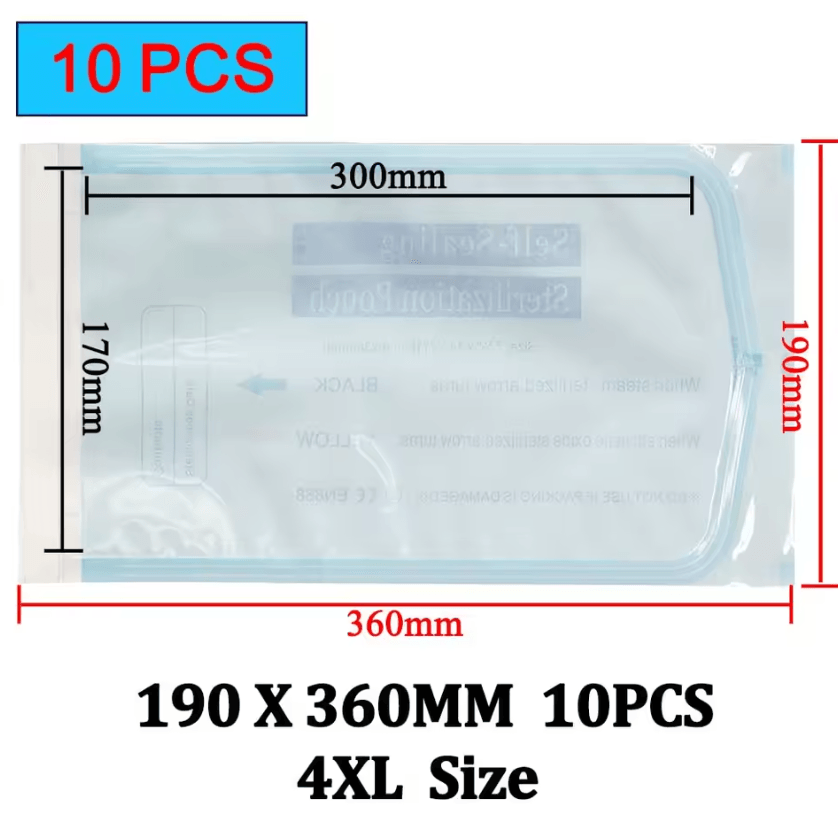 SteriSeal Pro Self-Sealing Sterilization Pouches for Tattoo, Piercing, Nail, and Dental Tools