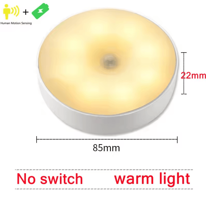 USB Motion Sensor Night Light – Rechargeable Wireless PIR LED Lamp