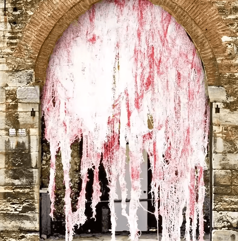 Horror Bloody Door Curtain – 30 by 72inches Red Halloween Haunted House Decoration
