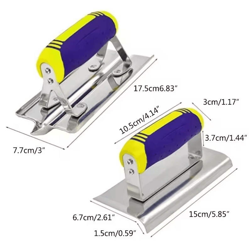 2-Piece Stainless Steel Plastering Trowel & Concrete Groover – Flooring and Sharp Corner Finishing Tool Set