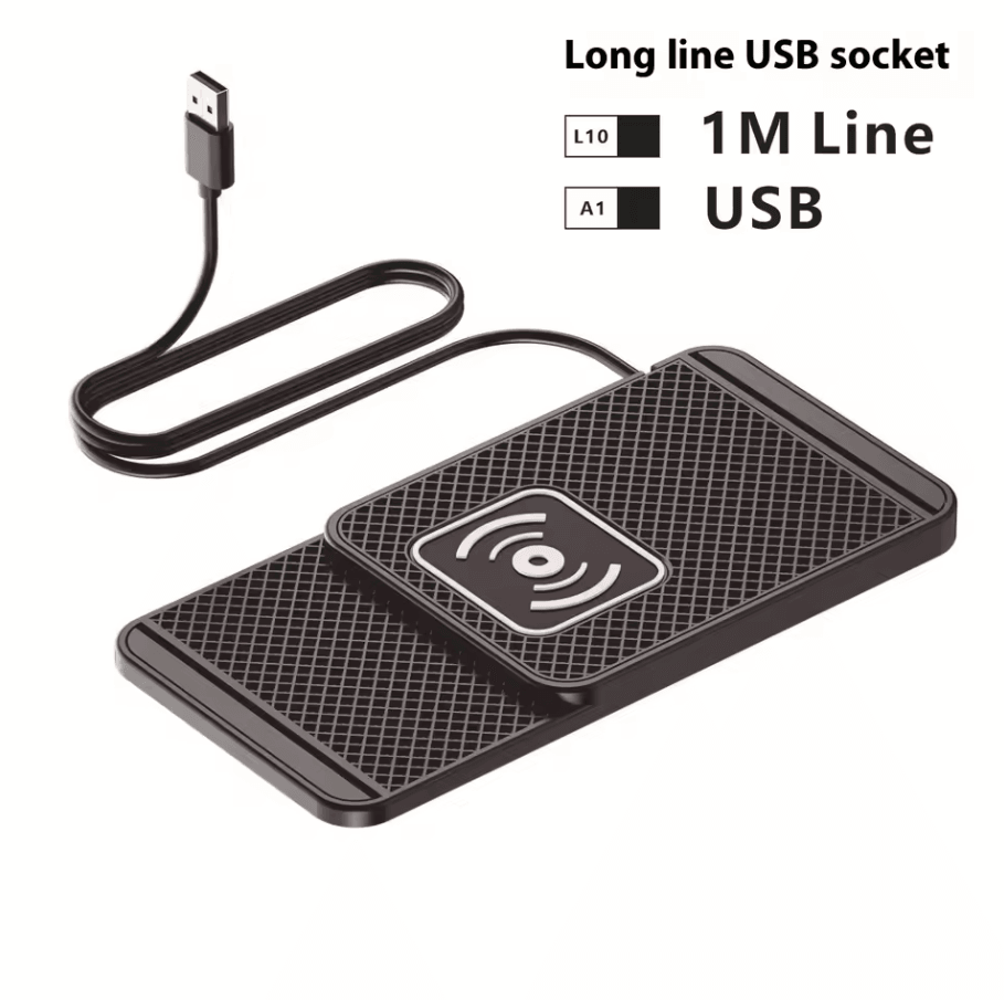 Universal 1 M USB Type-C Wireless Charging Pad Non-Slip Portable Phone Charger Stand for Home & Car