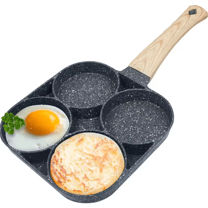 LMETJMA 4-Cup Nonstick Pancake and Egg Frying Pan for Gas and Induction Cookers