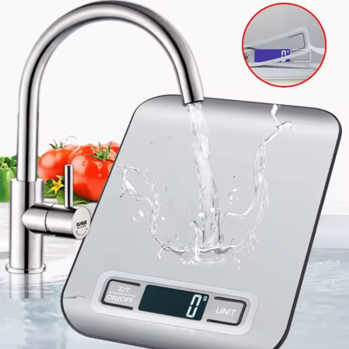 5000 g Digital Kitchen Scale – LCD Food Weighing Scale with Stainless Steel Electronic Scale Panel for Baking & Food