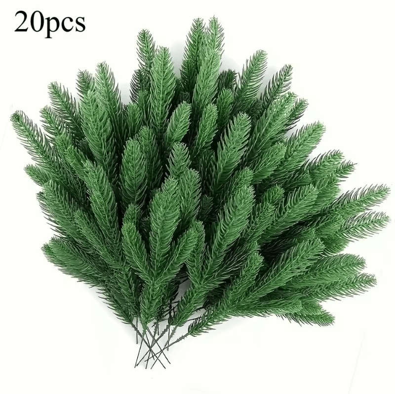 20 pcs Artificial Pine Branches, Christmas Tree Decoration and DIY Holiday Greenery for Winter Tabletop Plants
