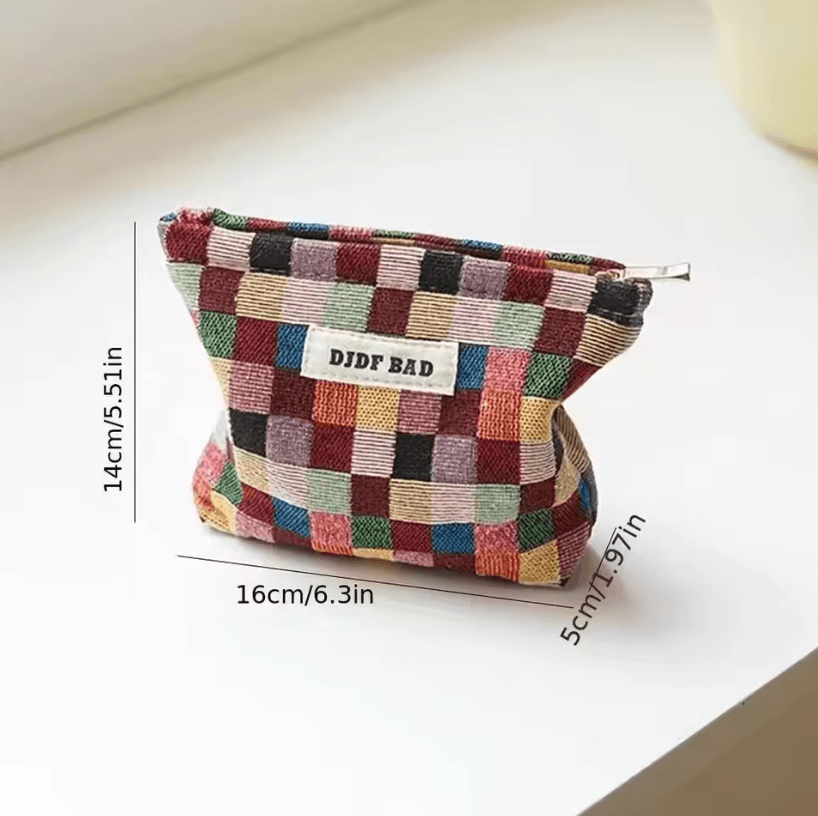 Mini Cosmetic Bag Portable Red Soft Storage Pouch – Small Sanitary Napkin Bag and Travel Coin & Card Organizer