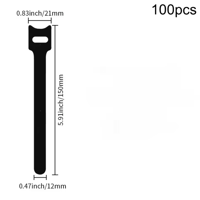 100Pcs Reusable Cable Ties - Hook and Loop Fastening Straps for Wire Organizers and Multi-Purpose Cable Management