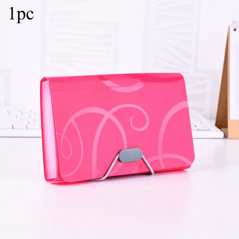A6 Portable File Folder – Expanding Document Organizer with Card Holder File Wallet Plastic Pouch