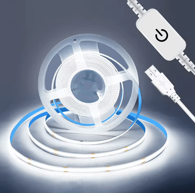 LED COB Light Strip with Touch Dimmer USB Flexible Diode Tape for Indoor Backlight and Wall Decor