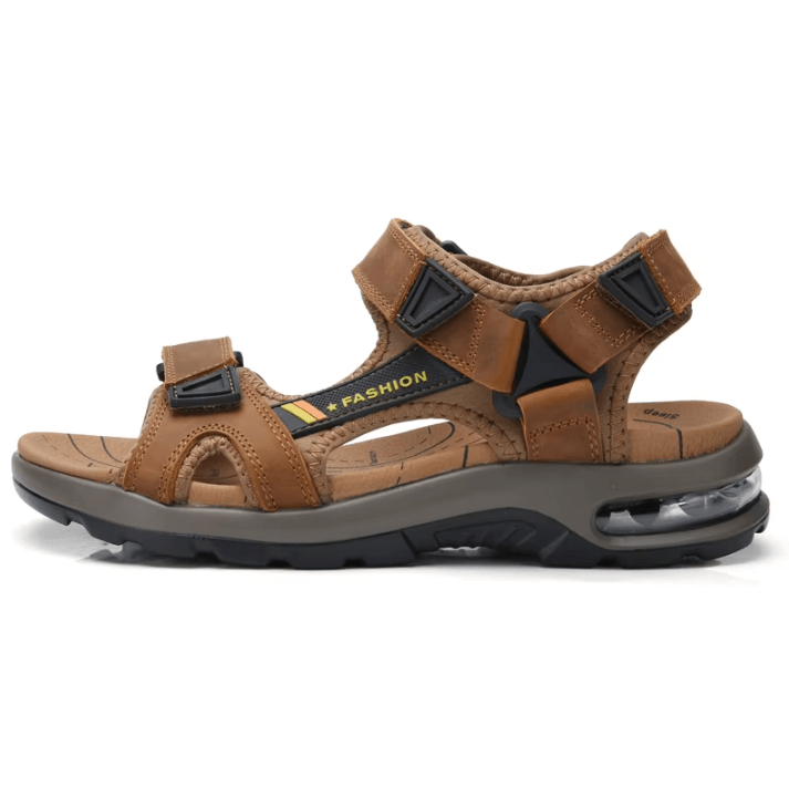 Mens Genuine Leather Roman Sandals – Summer Beach and Outdoor Comfort (Size 46)