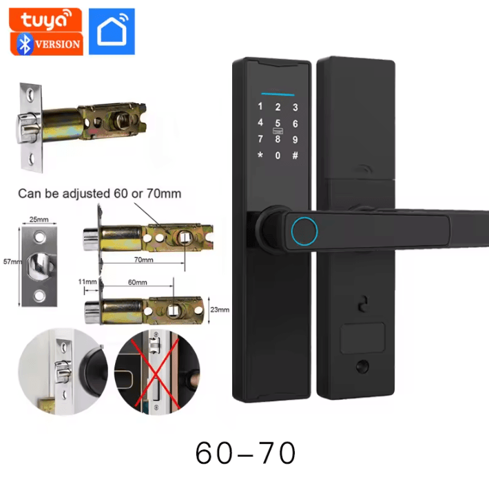 Smart Bluetooth Door Lock – Tuya App Compatible Biometric Fingerprint Electronic Home Lock