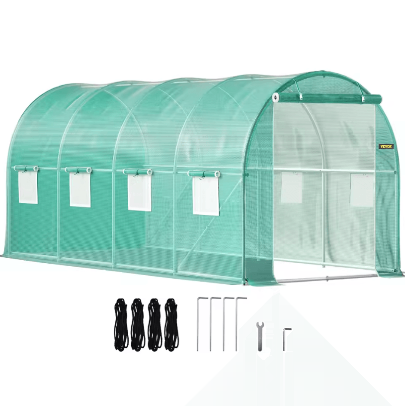Walk-in Greenhouse Kit - Galvanized Frame with Waterproof Cover for Year-Round Growing