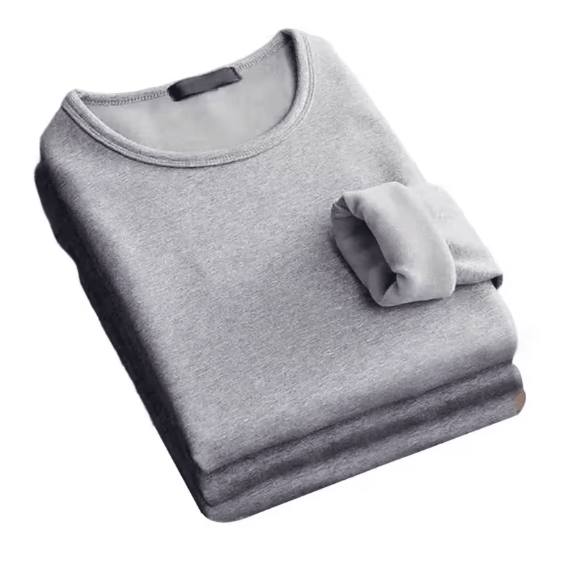 Winter Mens Long-Sleeved Thermal Undershirt – Fleece Bottom Shirt for Cold Weather Comfort