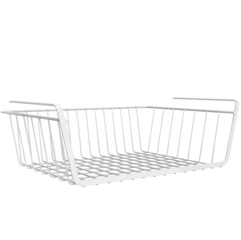White/Black Hanging Net Storage Basket – Large Capacity Under-Cabinet & Wall Organizer