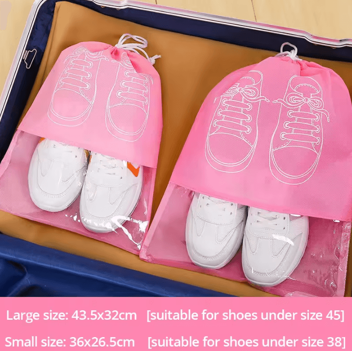 5-Piece Waterproof Shoe Storage Bag Set – Large Capacity Non-Woven Travel Shoe Organizer