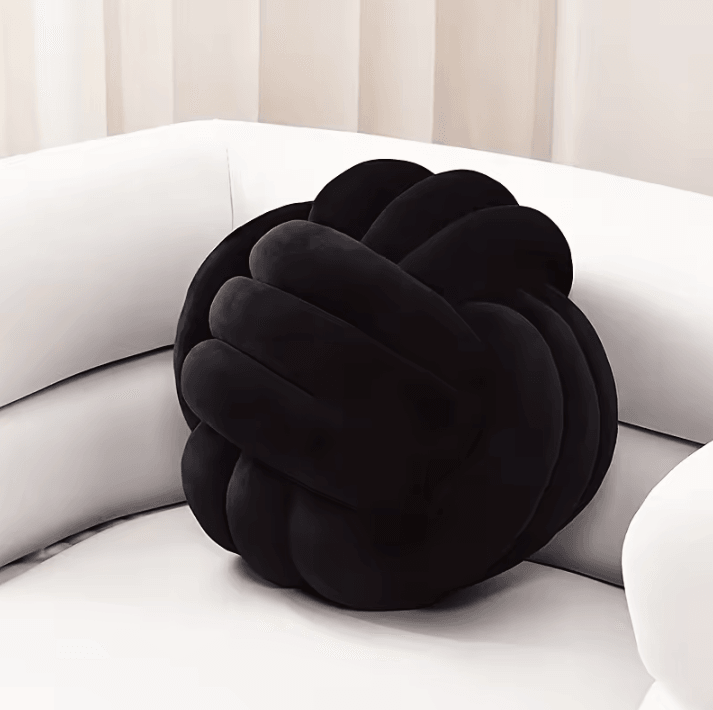 KnotSphere 9x9-Inch Knotted Ball Throw Pillow – Plush Round Decorative Cushion for Sofa & Bedroom