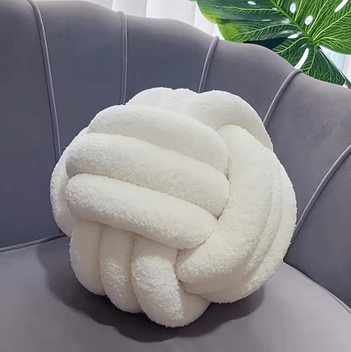 CozyKnot 9x9-Inch Round Knot Throw Pillow - Soft Plush Ball Cushion for Sofa, Bed & Home