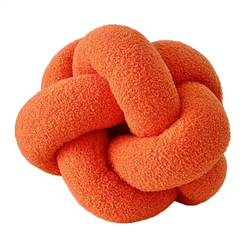 KnitCuddle 9x9-Inch Braided Knot Throw Pillow – Hand-Knitted Plush Round Ball Cushion for Sofa & Bedroom