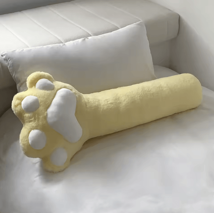 PawPlush Cat Paw Throw Pillow - 31.5 in Soft Pink & White Leg Cushion for Home Comfort & Decor
