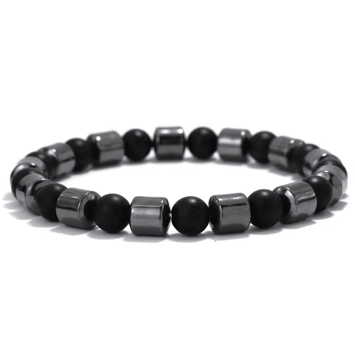 IronCore 8 mm Natural Stone Mens Bracelet - Hematite, Howlite & Tiger Eye Wristlet for Everyday Style