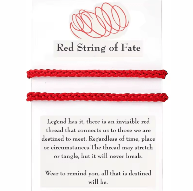 FateBond Red String Matching Couple Bracelets – Long-Distance Relationship Jewelry & Christmas Gift for Him & Her