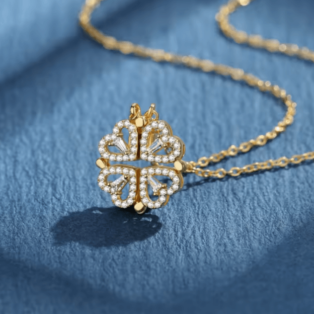 EternaLove 316L Stainless Steel Magnetic Pendant Necklace – Heart & Clover Jewelry Gift for Women