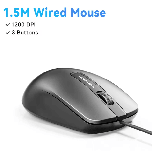 Vention 2.4 G Wireless Ergonomic Mouse - 1200 DPI USB Receiver for PC, Laptop & Tablet
