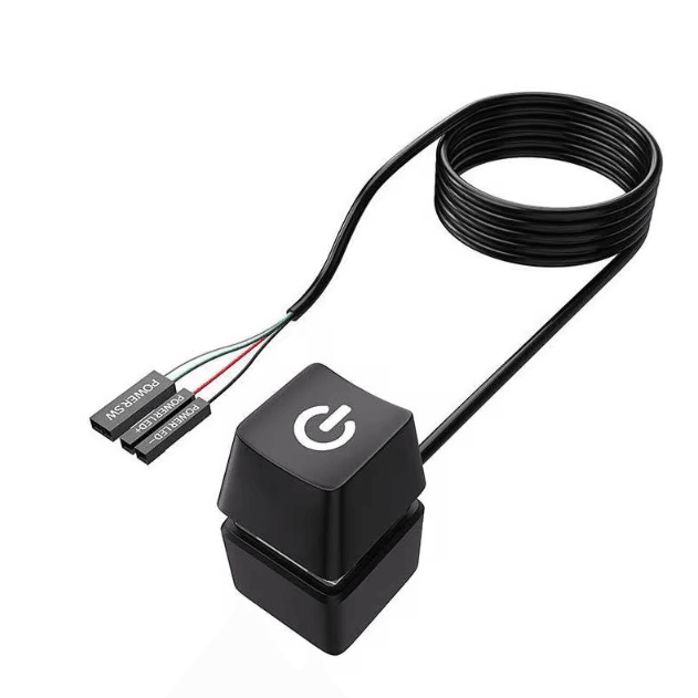 ProSwitch LED External PC Power Button – 2 m Desktop Computer On/Off Switch with Colorful LED