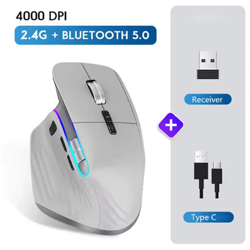 Multi-Device Wireless Mouse Bluetooth 5.0 & 3.0 Mouse 2.4G Wireless Portable Optical Mouse Ergonomic Right Hand Compute