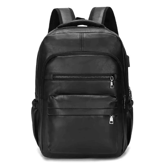 UrbanEdge USB Charging PU Leather Laptop Backpack – Large Capacity Computer & School Bag for Teenage Boys