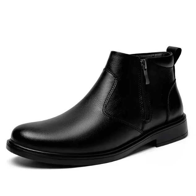 RegalStride Mens Brogue Chelsea Leather Boots – Genuine Leather Winter Plush Ankle Shoes