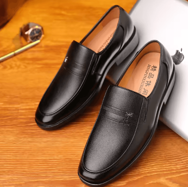 Genuine Leather Mens Business Loafers Breathable Formal Slip On Driving Shoes