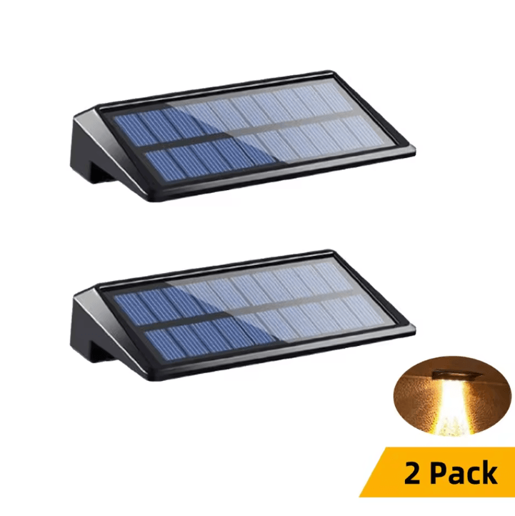 2 Pack Solar Fence Lights Outdoor Solar Wall Lights IP44 Waterproof for Backyard Deck Porch Step Lighting