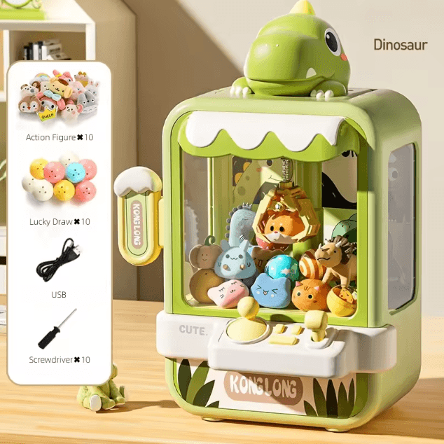 Electronic Dinosaur Claw Machine Game Mini Adjustable Catch Doll Arcade Toy for Kids