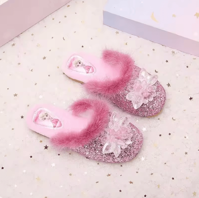 Disney Girls Cotton Slippers Princess Cartoon Frozen Elsa Soft Warm Indoor Home Shoes