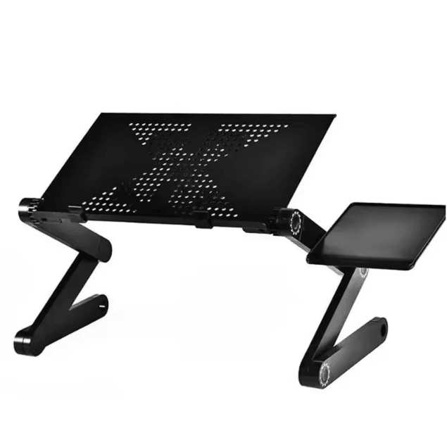 Adjustable Laptop Table Stand Portable Lap Desk with Mouse Pad and Cooling Holder