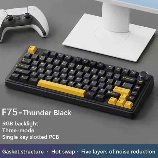 AULA F75 Wireless Mechanical Keyboard with Triple Mode Connection and RGB Lighting