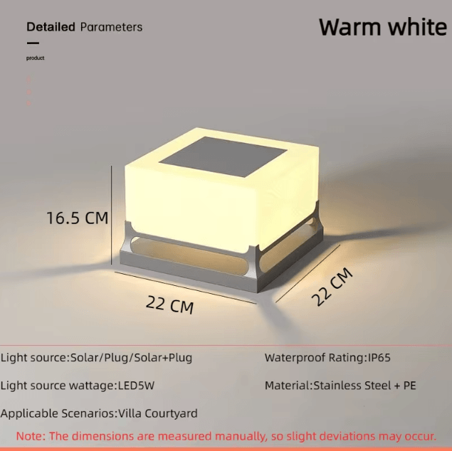 Modern Solar Outdoor Waterproof Decorative Door Post Light Yard Patio Pathway Wall Pillar Lamp