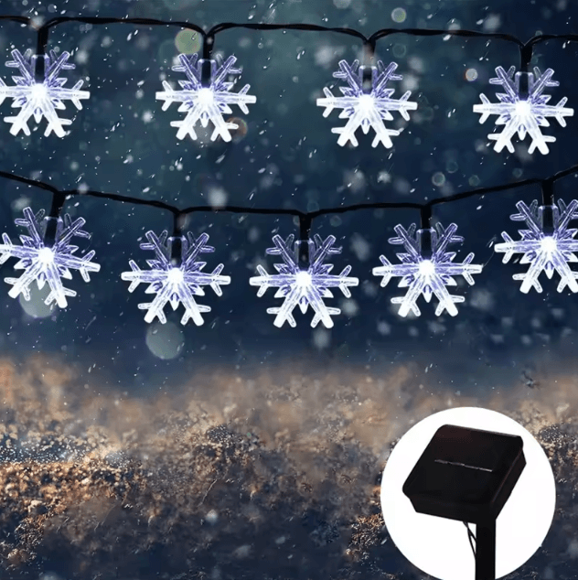 Outdoor Snowflake Solar Light String 5M 7M 12M Garland Lights for Garden Christmas Wedding Party Decoration