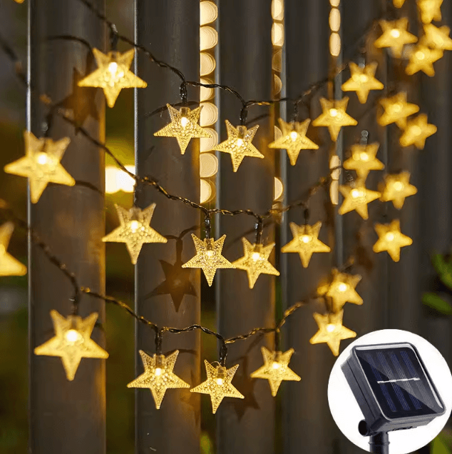 Solar Star Outdoor String Lights – Weatherproof Solar Fairy Lights for Garden & Party Decor