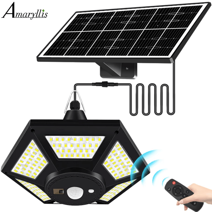 Solar 180 LED Pendant Shed Light - 1000 LM Remote-Controlled Indoor/Outdoor Solar Lamp