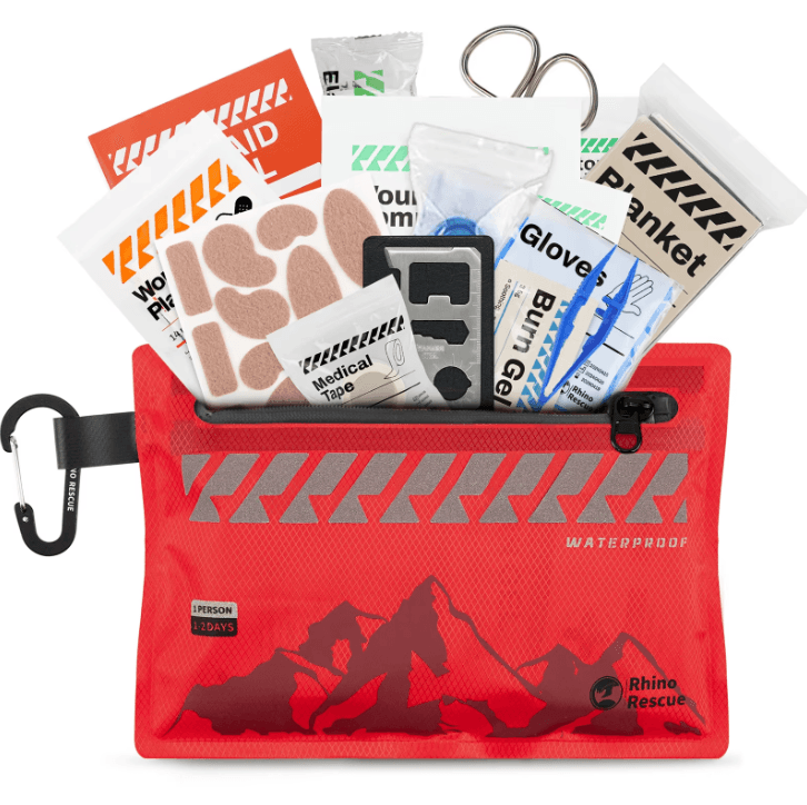 Rhino Rescue Ultralight Waterproof First Aid Kit - Compact Medical Kit for Hiking, Backpacking & Travel